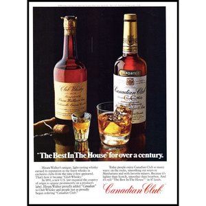 1981 Canadian Club Whiskey Best in House Vintage Print Ad Rocks Glass Wall Art